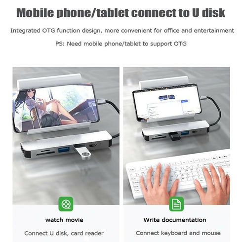 6 in 1 USB-C 4K HDMI Multi-Function Adapter Type C Hub Adapter